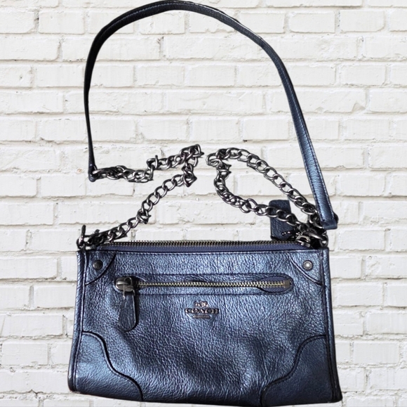 Coach Mickie Crossbody Bag in Pearlized denim blue leather - Picture 2 of 13